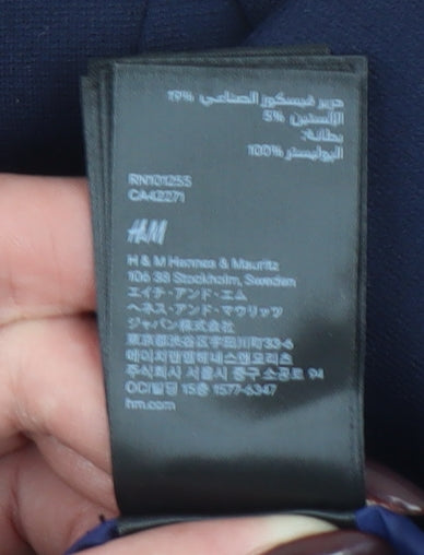 H&M Women Navy Blue Single-Breasted Blazer Size 12 Classic Workwear Jacket