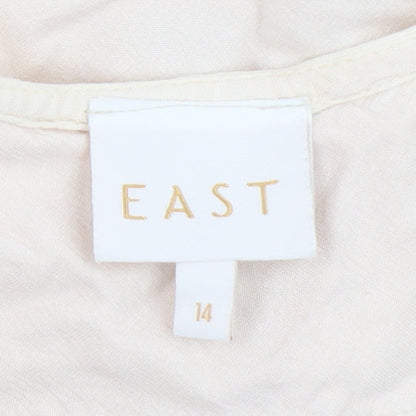 EAST Womens Beige Embroidered Short Sleeve Tunic Blouse Size 14