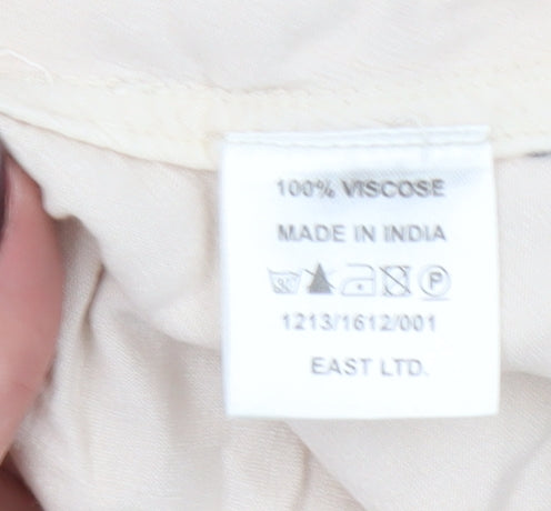 EAST Womens Beige Embroidered Short Sleeve Tunic Blouse Size 14