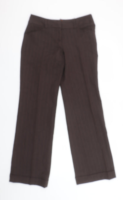 Laura Scott Women's Brown Pinstripe Straight Leg Trousers Size 18