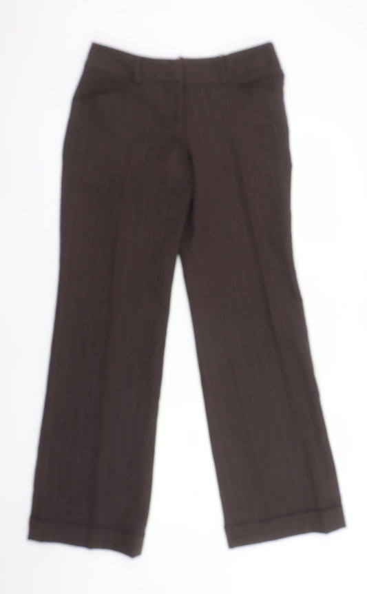 Laura Scott Women's Brown Pinstripe Straight Leg Trousers Size 18
