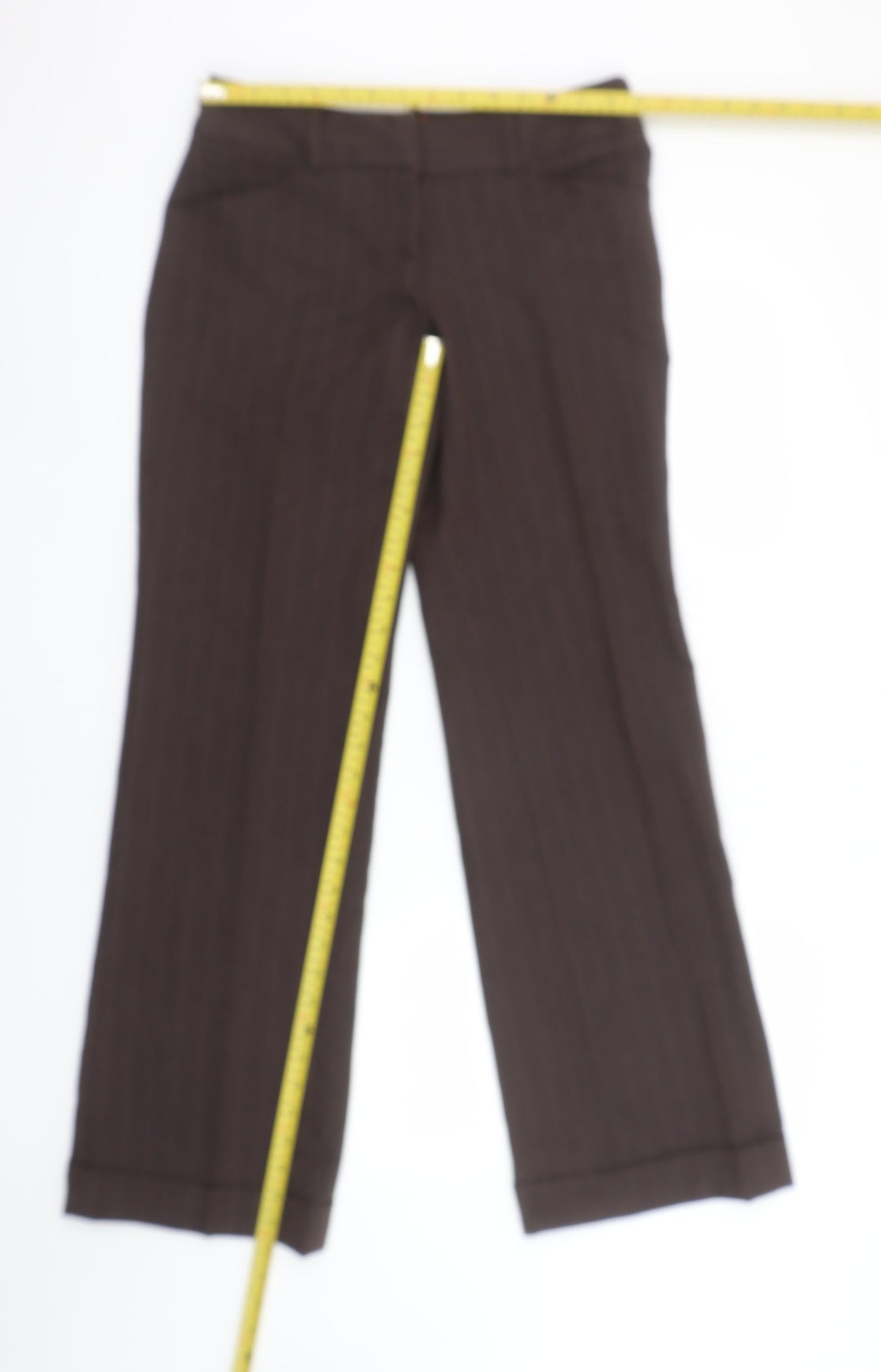 Laura Scott Women's Brown Pinstripe Straight Leg Trousers Size 18