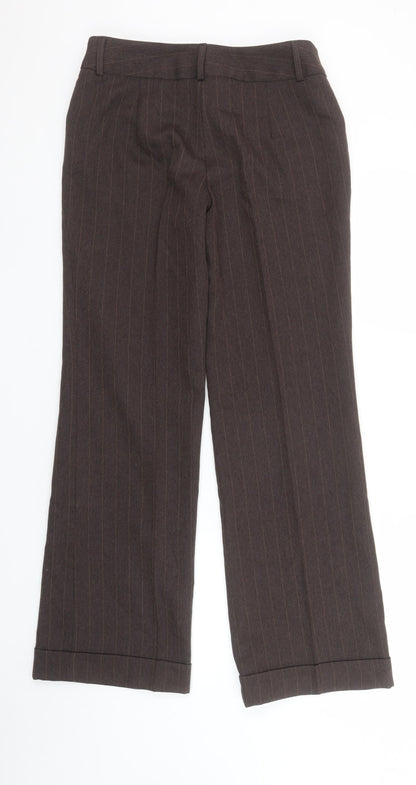 Laura Scott Women's Brown Pinstripe Straight Leg Trousers Size 18