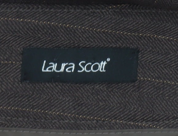 Laura Scott Women's Brown Pinstripe Straight Leg Trousers Size 18