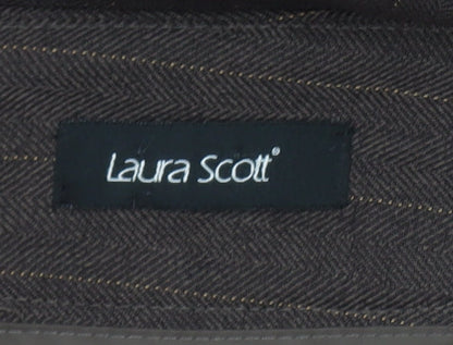 Laura Scott Women's Brown Pinstripe Straight Leg Trousers Size 18