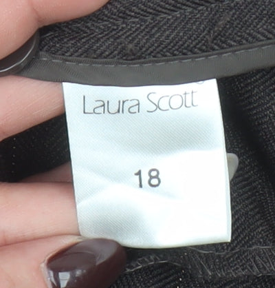 Laura Scott Women's Brown Pinstripe Straight Leg Trousers Size 18