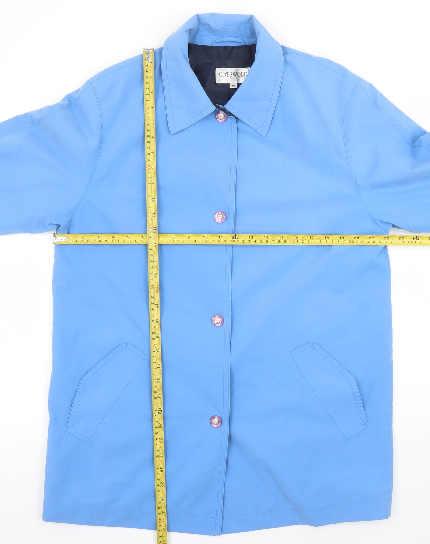 Cotswold Collections Women Blue Mid-Length Rain Coat Size 10