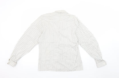 Jaeger Womens White Striped Cotton Long Sleeve Button-Up Shirt Size 10