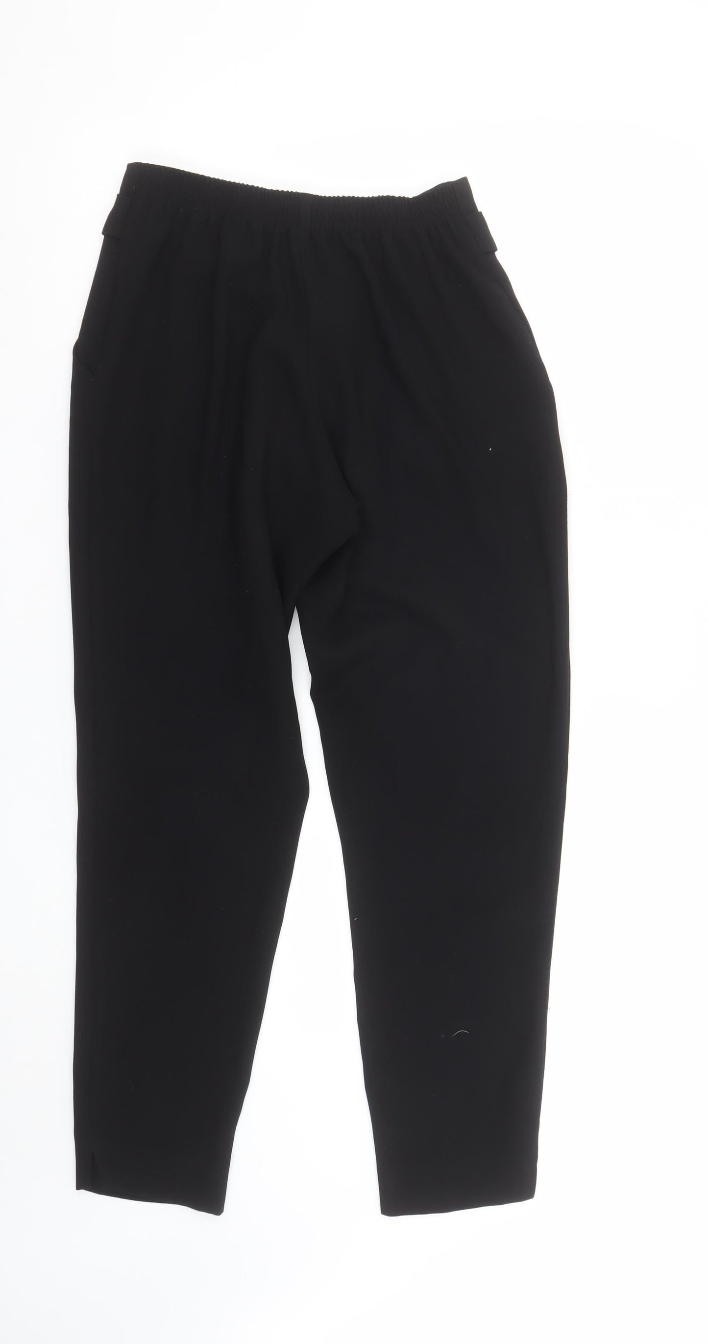 River Island Women Black Size 6 Paperbag Trousers Belted Casual