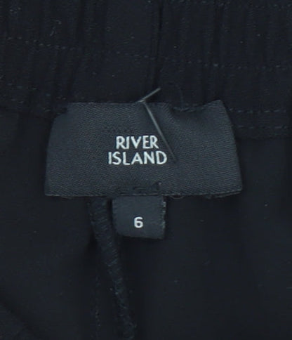 River Island Women Black Size 6 Paperbag Trousers Belted Casual