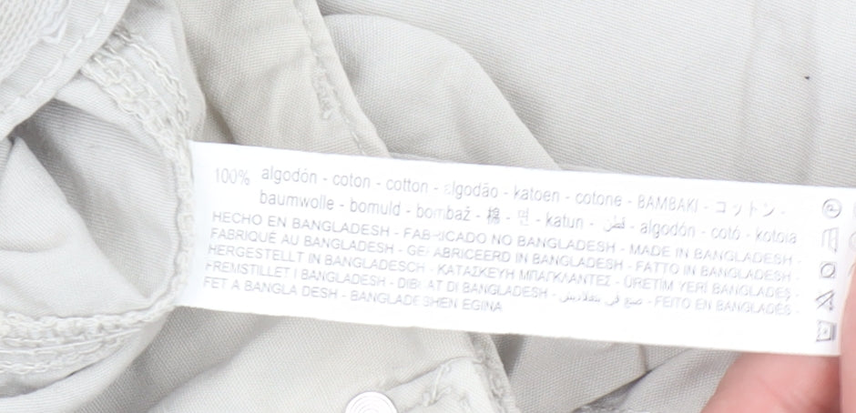 Bershka Women Beige Cargo Trousers Size 10 Cotton Lightweight