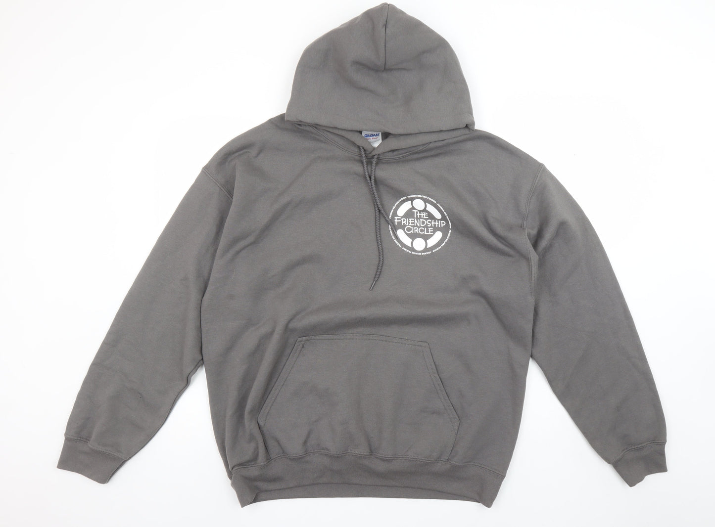 Mens UK Size L Gildan Grey Pullover Hoodie