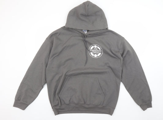 Mens UK Size L Gildan Grey Pullover Hoodie