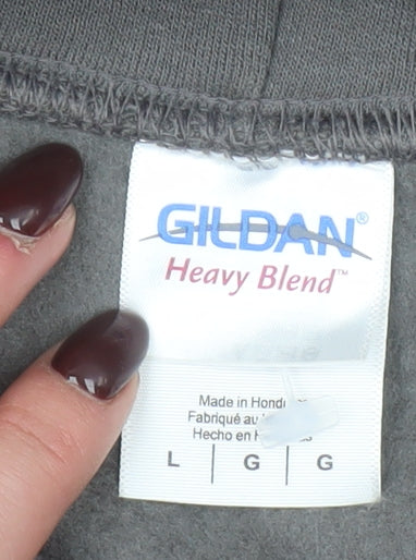 Mens UK Size L Gildan Grey Pullover Hoodie