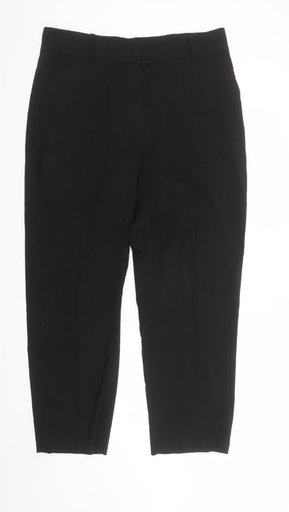 Jaeger Women’s Black Wool Blend Cropped Tailored Trousers UK 16