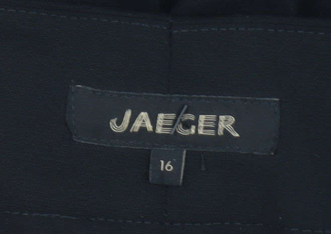 Jaeger Women’s Black Wool Blend Cropped Tailored Trousers UK 16