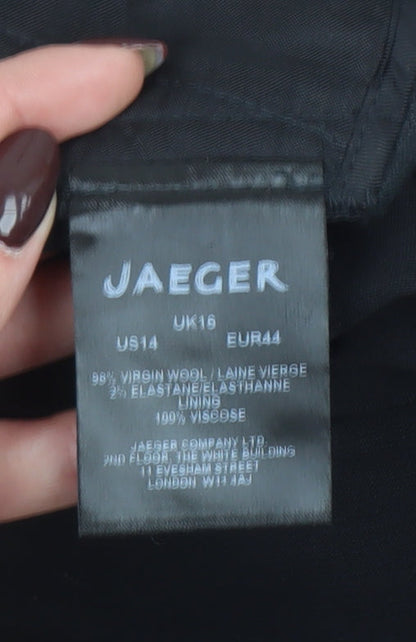 Jaeger Women’s Black Wool Blend Cropped Tailored Trousers UK 16