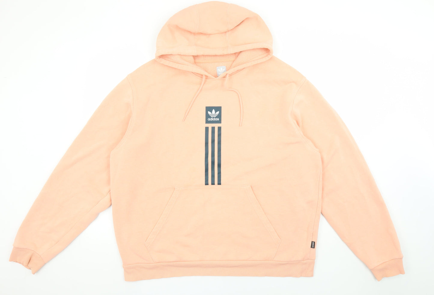 Adidas Womens Peach Hooded Pullover Sweatshirt L 78% Cotton Casual