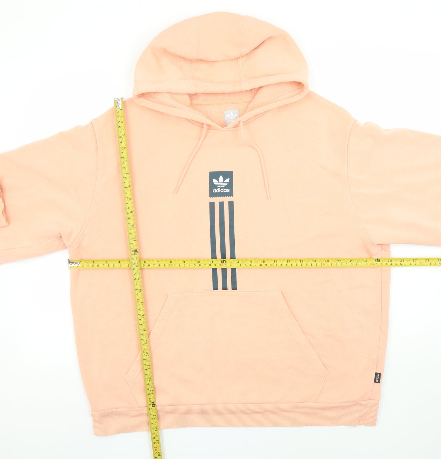 Adidas Womens Peach Hooded Pullover Sweatshirt L 78% Cotton Casual