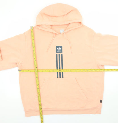 Adidas Womens Peach Hooded Pullover Sweatshirt L 78% Cotton Casual
