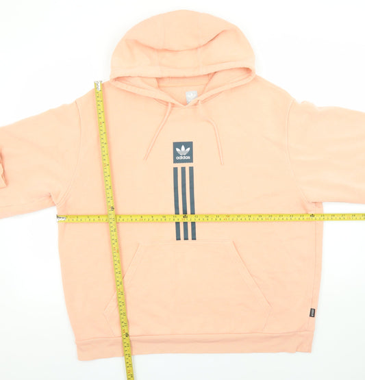 Adidas Womens Peach Hooded Pullover Sweatshirt L 78% Cotton Casual
