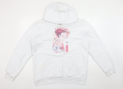 Womens UK Size L Stanley/Stella White Pullover Hoodie