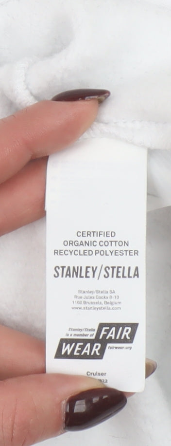Womens UK Size L Stanley/Stella White Pullover Hoodie