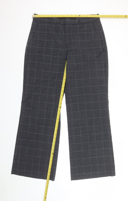 Banana Republic Women's Grey Check Wool Dress Pants Size 10 Wide Leg