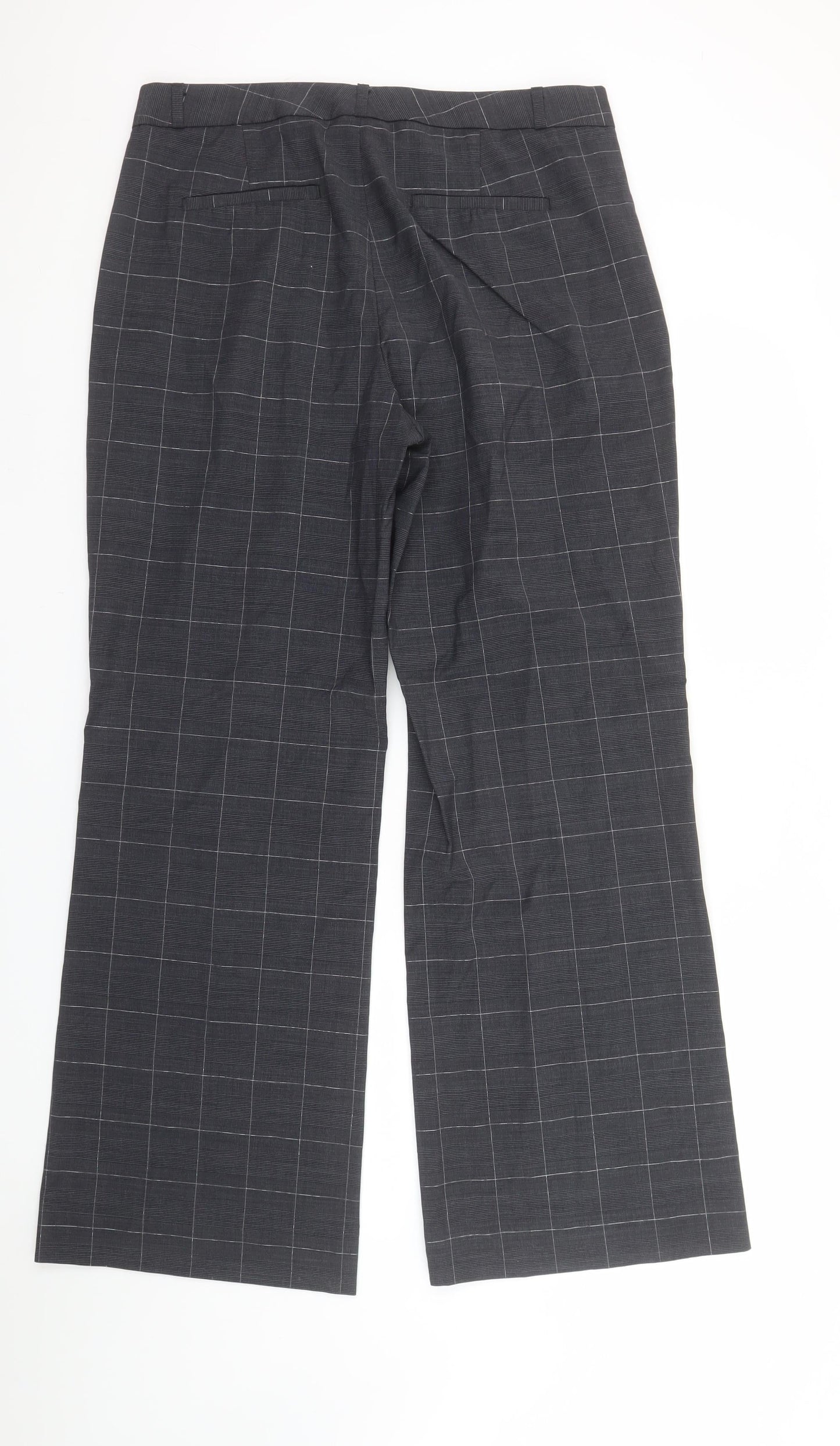Banana Republic Women's Grey Check Wool Dress Pants Size 10 Wide Leg