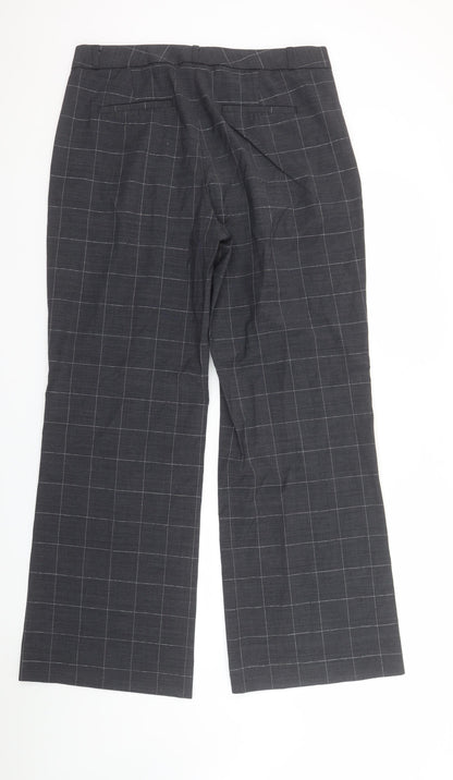 Banana Republic Women's Grey Check Wool Dress Pants Size 10 Wide Leg