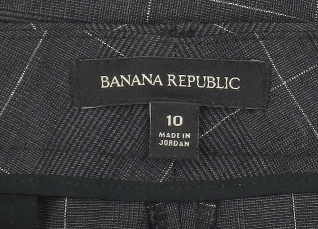 Banana Republic Women's Grey Check Wool Dress Pants Size 10 Wide Leg