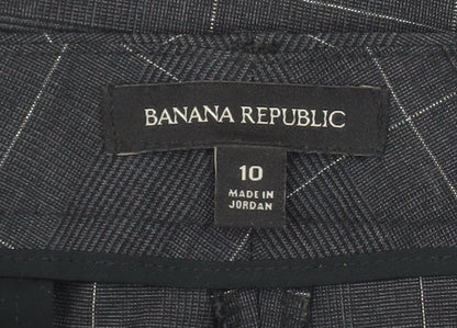 Banana Republic Women's Grey Check Wool Dress Pants Size 10 Wide Leg