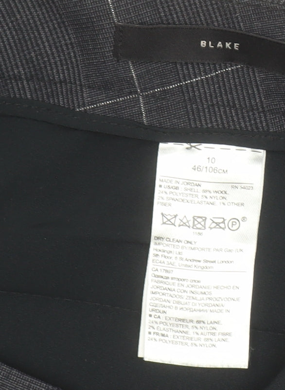 Banana Republic Women's Grey Check Wool Dress Pants Size 10 Wide Leg