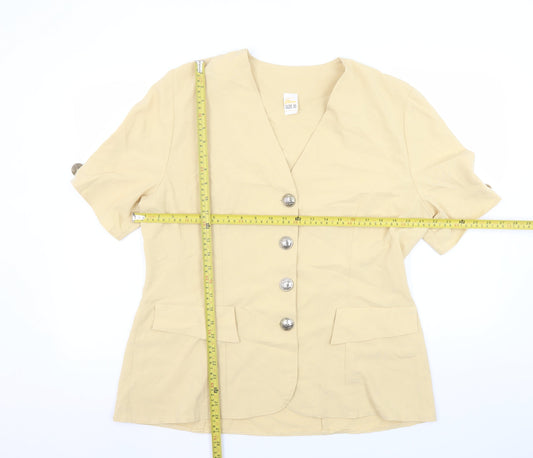 Etam Women Beige Size 20 Short Sleeve Single-Breasted Suit Jacket
