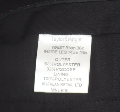 Taylor & Wright Men's Black 36S Dress Pants Trousers Classic Fit