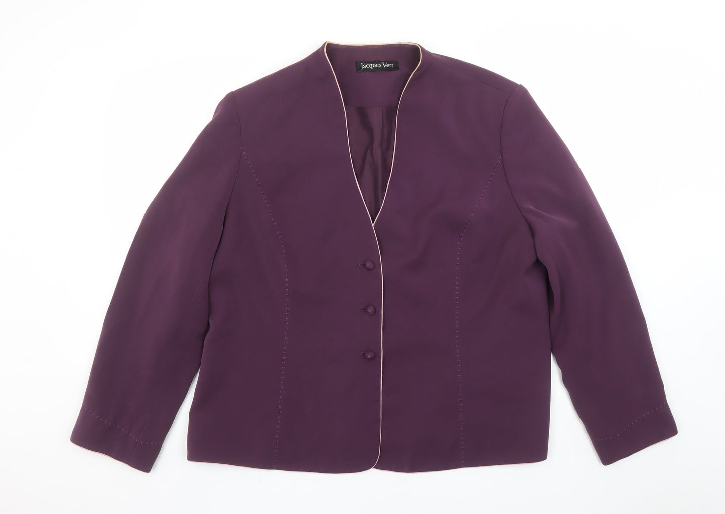 Jacques Vert Womens Purple Suit Jacket UK 20 Classic 3-Button Lined Blazer
