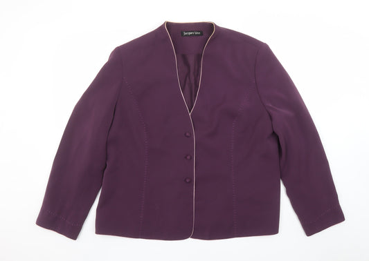Jacques Vert Womens Purple Suit Jacket UK 20 Classic 3-Button Lined Blazer