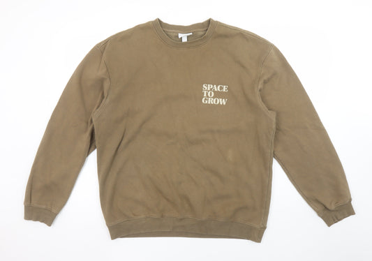 Mens UK Size M H&M Brown Pullover Sweatshirt