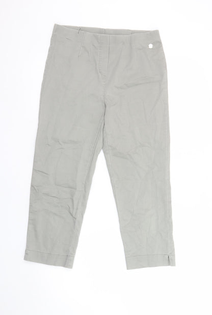 Penny Plain Women's Grey Cropped Straight Stretch Trousers Size 12