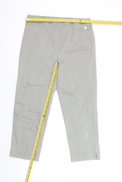 Penny Plain Women's Grey Cropped Straight Stretch Trousers Size 12
