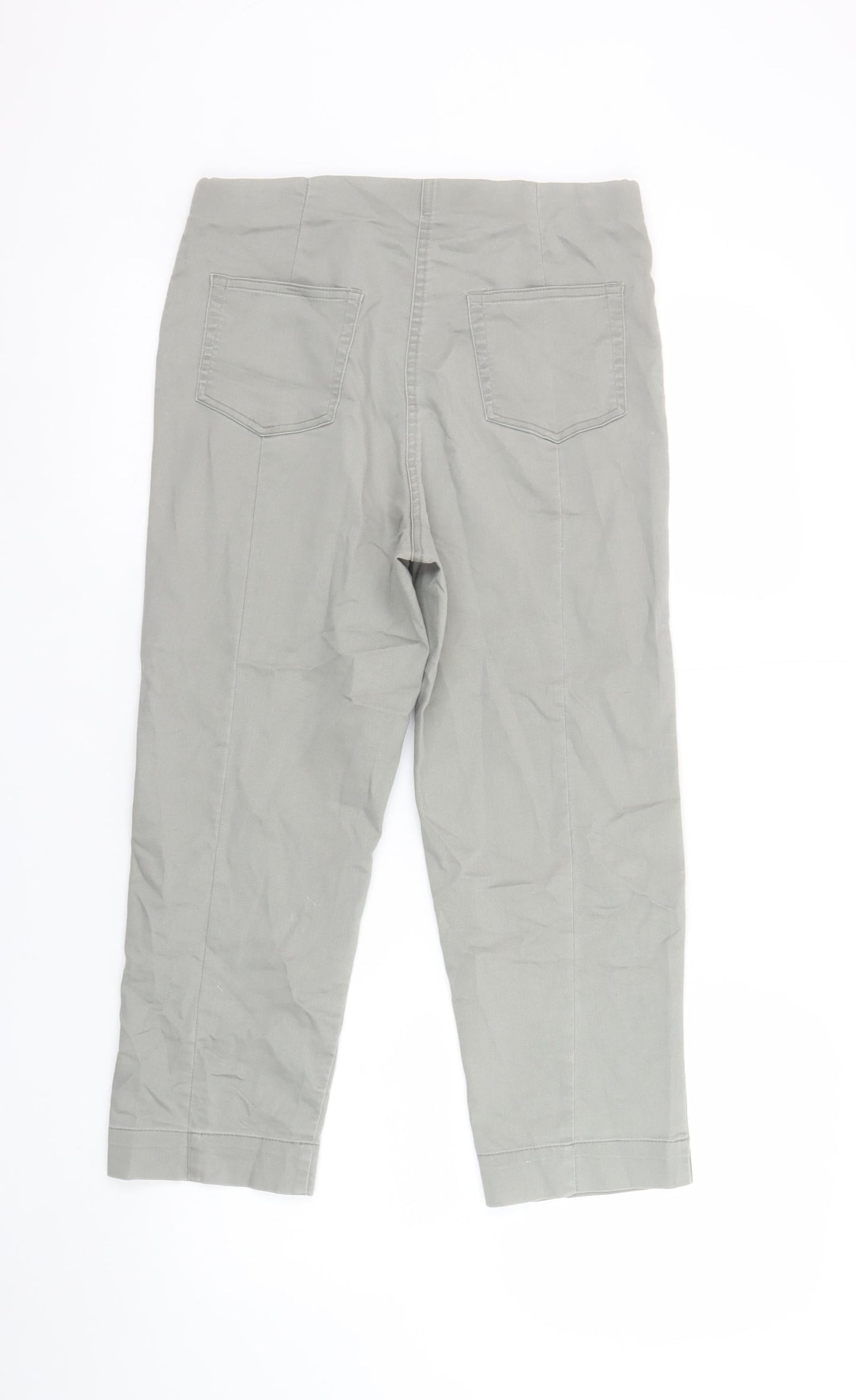 Penny Plain Women's Grey Cropped Straight Stretch Trousers Size 12