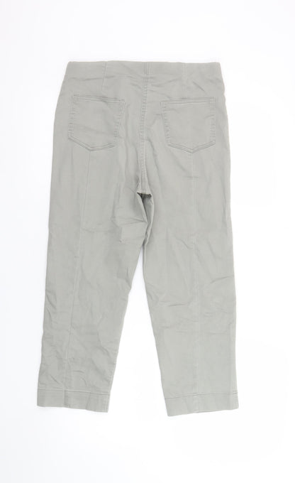 Penny Plain Women's Grey Cropped Straight Stretch Trousers Size 12