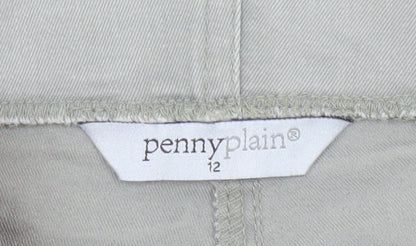 Penny Plain Women's Grey Cropped Straight Stretch Trousers Size 12