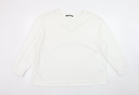 Bonmarché Women White Size 20 Pullover Sweatshirt Cotton Blend
