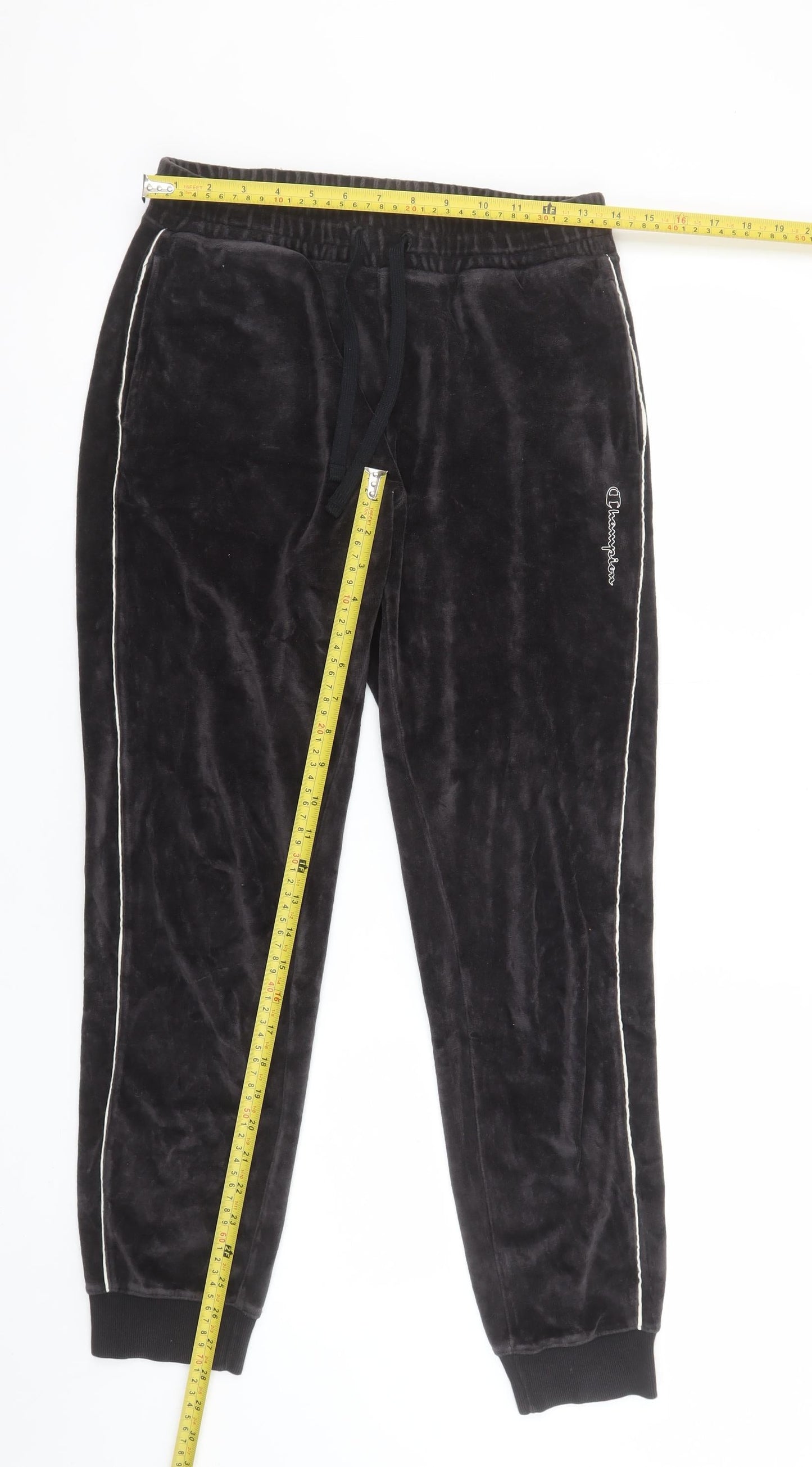 Champion Women's Black Velour Jogger Trousers Small