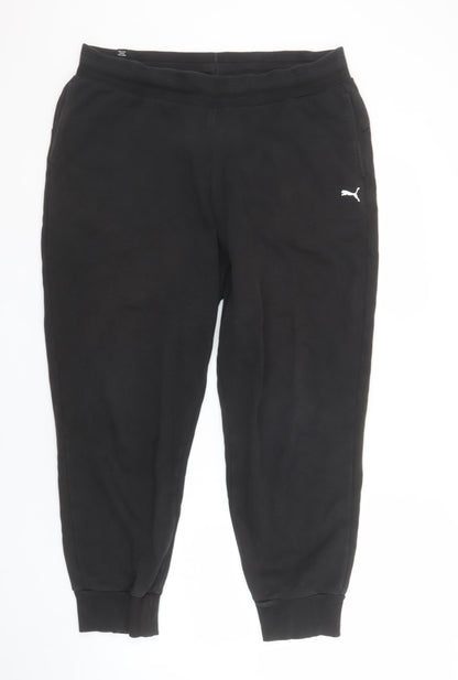 Puma Womens Black Fleece Joggers L Logo Casual Sportswear