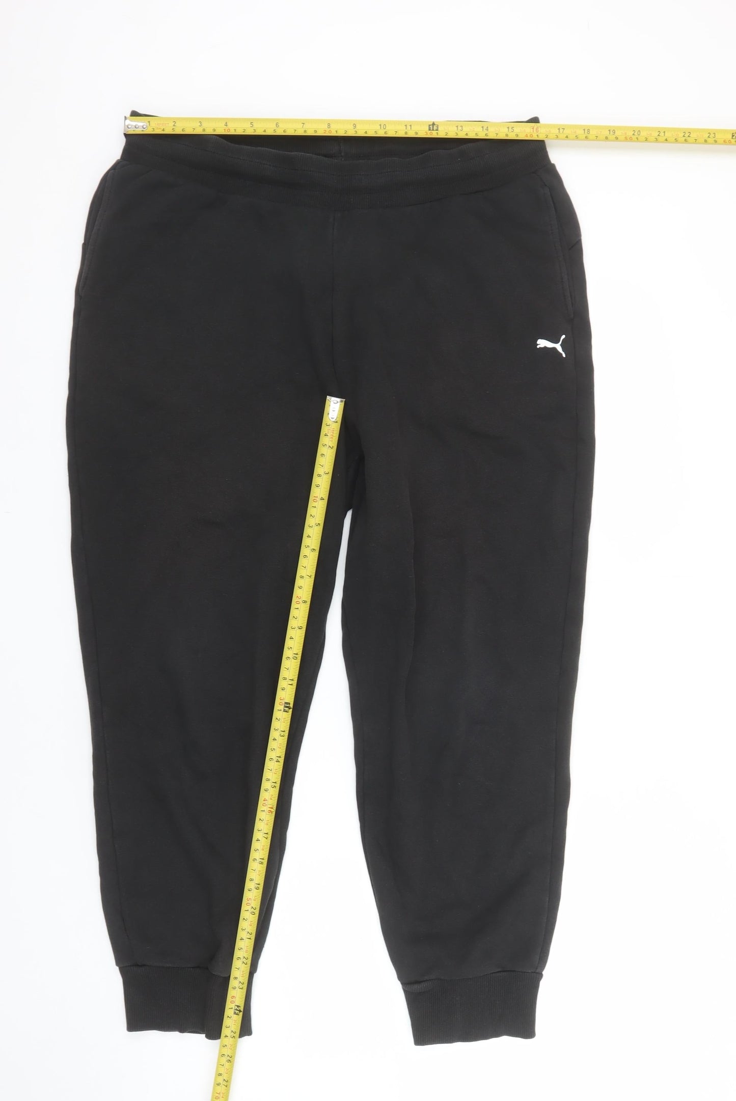 Puma Womens Black Fleece Joggers L Logo Casual Sportswear