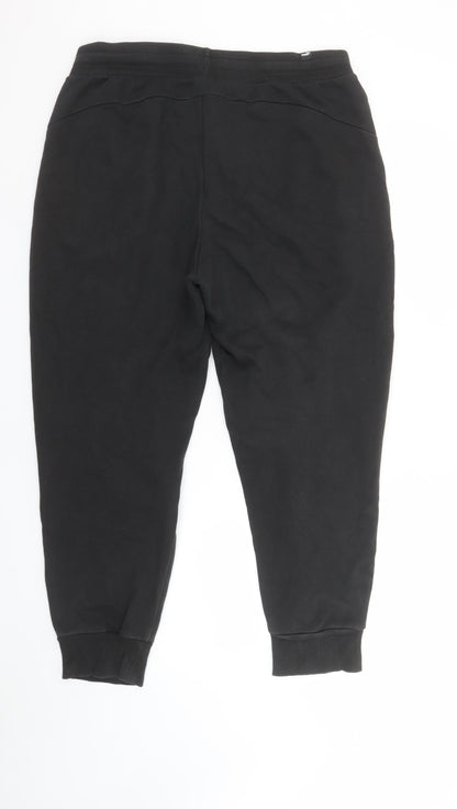 Puma Womens Black Fleece Joggers L Logo Casual Sportswear