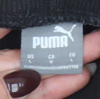 Puma Womens Black Fleece Joggers L Logo Casual Sportswear