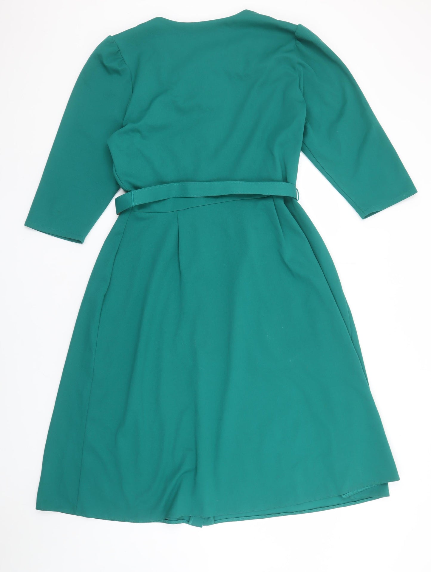 Marks and Spencer Women’s Green Belted Shirt Dress UK 14 Vintage